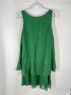 Marie‎ la Lune XL Green Silk Blend Layered High-Low Dress Made in Italy thumbnail 8