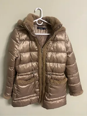 Ralph Lauren RLR Puffer Jacket Hooded Full Zip Womens Size Medium Brown Faux Fur thumbnail 1