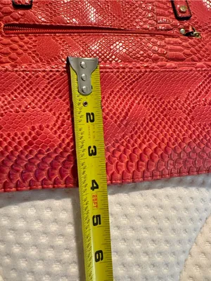 Nicole by Nicole Miller Coral-Red Snake-Embossed Shoulder Tote thumbnail 6