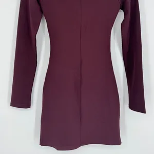 White Fox One‎ Desire Mini Dress Small Dark Burgundy Cutout Long Sleeve Beaded thumbnail 8