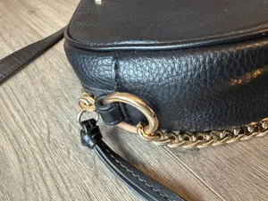 Michael Kors Black Pebbled Leather Rounded Crossbody with Gold Hardware thumbnail 4