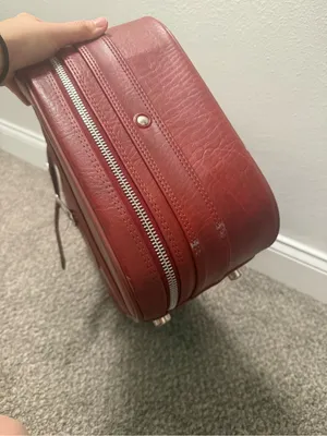New Vista 21" Brown Leather Hard Case Suitcase Solid Unisex Adult thumbnail 5