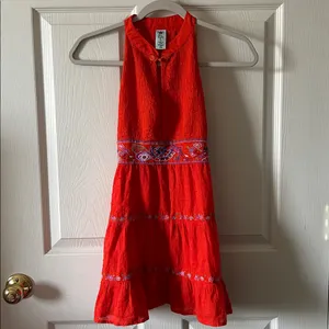 Free People Womens Embroidered Sleeveless Smocked Red Tunic‎ Top Size 4 thumbnail 2