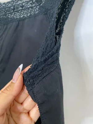 J.Crew Black Lace Trim Cropped Drawstring Top thumbnail 9
