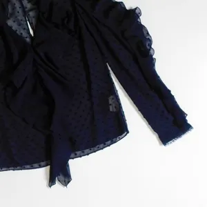 NICHOLAS Navy Blue Swiss Dot Cutout Cold Shoulder‎ Top Blouse Ruffle Size 0 thumbnail 5