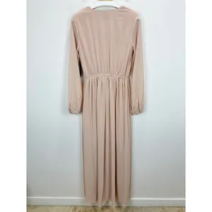 Lulus Wondrous Blush Pink Long Sleeve Maxi Dress Formal Chiffon Medium NWT thumbnail 12
