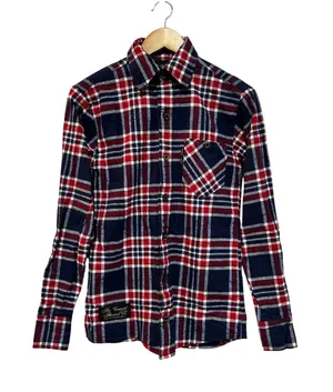 Vermont Flannel Co Red Navy Plaid Organic Cotton Button Down Shirt XS thumbnail 1