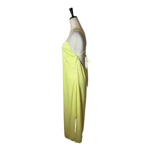 Something Navy Dress Women Large Yellow Silky‎ Essential Criss Cross Back Slip thumbnail 7