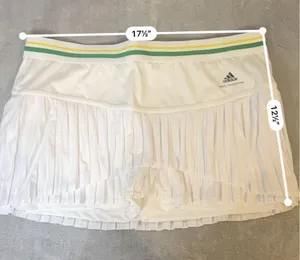 Women’s Stella McCartney Adidas Tiered Tennis Skort White 44 Green Yellow thumbnail 5