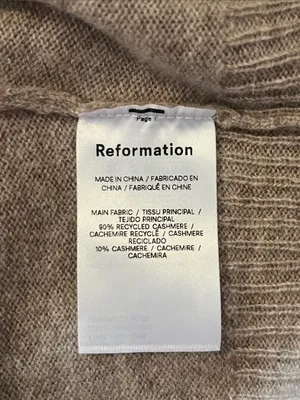 REFORMATION 👢Tan Crew Sweater - Cashmere Fabric - Size XS thumbnail 3