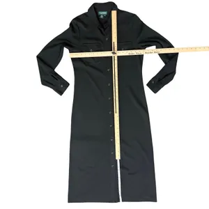Lauren Ralph Lauren Black Wool Blend Long Sleeve Button Collar Midi Dress size M thumbnail 3