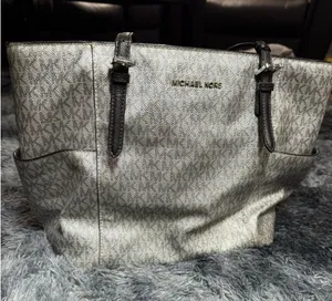 Michael Kors handbag purse Black & Silver shoulder bag flaws pictured thumbnail 1