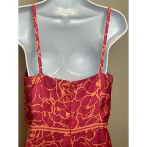 Ann Taylor Dress Silk Pink Coral Floral Size 8 thumbnail 5