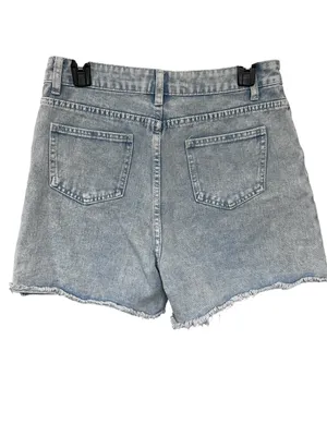 Women's Light Blue Denim Jean Shorts with Frayed Hem thumbnail 2