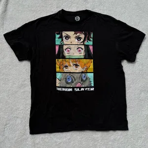 Black Graphic T-Shirt with Anime Design thumbnail 1