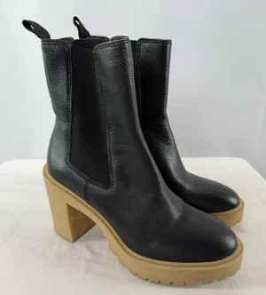 DV by Dolce Vita‎ Jetty Vegan Leather Chelsea Chunky Boot in Black Tan Size 7 thumbnail 1
