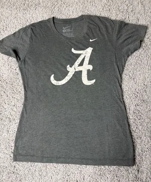 Nike Alabama Crimson Tide Womens Gray T-Shirt Large Distress Logo thumbnail 1