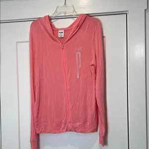 PINK Victoria's Secret Coral Zip Hoodie size medium. thumbnail 1