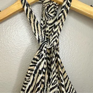 NWT Banana Republic Factory Knit Halter Black Tan Animal Print Romper thumbnail 6
