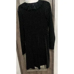 Michael Kors Long Sleeve Black Velvet Cocktail‎ Dress with V Neck Size XL thumbnail 2