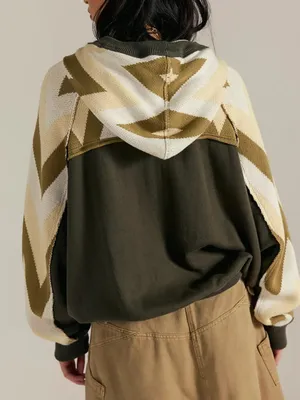 NWT Free People We The Free Seeing Double Hoodie Sweatshirt Feen Combo Green thumbnail 2