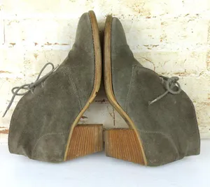 Madewell 1937 Sandstorm Suede Leather Lace-up Ankle Booties 7.5 Tan Block Heel thumbnail 9