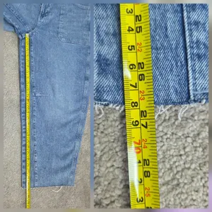NWT Free Assembly Size 14 Light Wash Barrel Leg High Rise Utility Carpenter Jean thumbnail 12