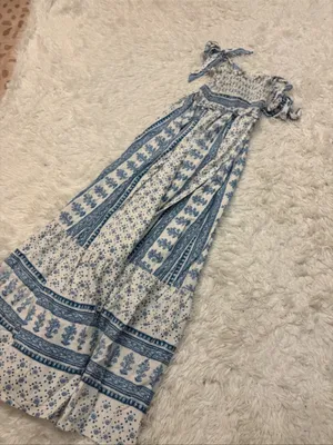 Zara blue and white printed midi dress thumbnail 2