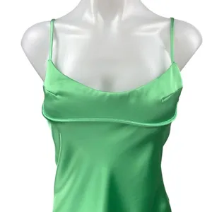 Zara Women's Green Silk Satin Sleeveless Cami Camisole Midi Slip Tank Dress XS thumbnail 3