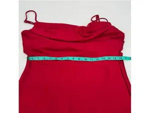 NWT Mogidol Red Satin Cowl Neck Backless Midi Dress Size L thumbnail 8