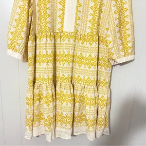 Anthropologie Figueroa Floral Boho Woven Dress Yellow 3/4 Sleeve NWT Size XL thumbnail 4