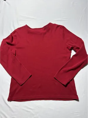 Lauren Ralph Lauren Red Long Sleeve Cotton Crew Neck Top SzL thumbnail 5