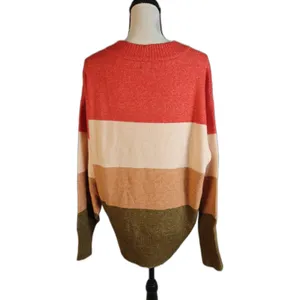 Women's, A New Day, Color Block Sweater, Red/Cream/Tan/Olive, Small thumbnail 2