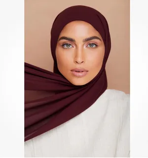 VOILE CHIC Premium Chiffon Deep Burgundy Hijab Scarf For Women thumbnail 1