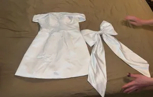 White Mini Dress with Detachable Bow thumbnail 1
