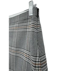 Abercrombie & Fitch White Black Plaid Zip Up Slit A-Line Skirt Mini Skirt Size S thumbnail 4