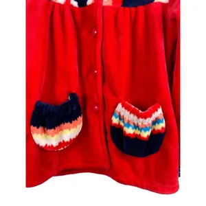 Rou Phang Extra Warm Soft Red Stripe Long Sleeve Top Bottom Pajama Lounge Set L thumbnail 6