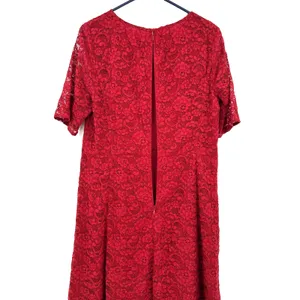 Talbots Size 10 Dress Red Floral Lace‎ Overlay Sheath Short Sleeve Midi Formal thumbnail 4