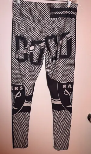 Source Unknown Raiders Limited Edition Graphic Leggings in Black and Gray Small thumbnail 1