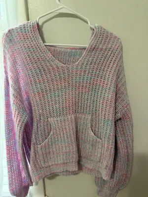Blue and Pink Knit Pullover Winter Sweater Multiple thumbnail 1