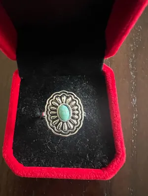 Women’s Stainless Steel Silver Simulated Faux Turquoise Ring Size 6 New thumbnail 1