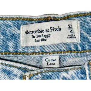 Abercrombie & Fitch Curve Love 90s Baggy Low Rise Blue Denim Jeans Womens 27 / 4 thumbnail 3