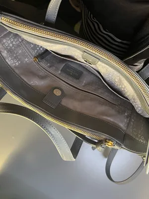 Kate Spade Gray Nylon Tote Bag Gold Hardware Double Handle Shoulder Bag EUC thumbnail 5