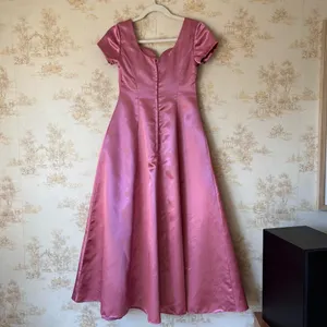 Vintage 80s Satin Gown Pink Coquette Princess Sweetheart Prom Dress Formal XS thumbnail 3