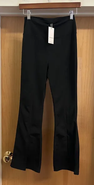 NWT! Commense Black Flare Front Split Pull On Pants thumbnail 1