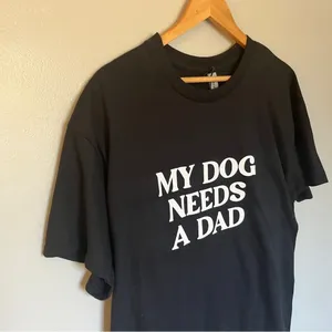 Graphic Funny Dog Shirt My Dog Needs a Dad Black Large thumbnail 4
