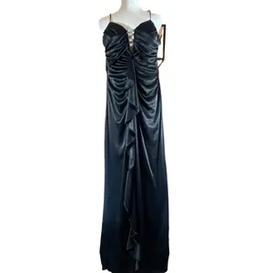 Sexy Ruched Hourglass‎ Black Dress Rhinestones 5/6 Formal Prom Evening Gown thumbnail 2
