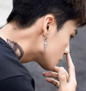 Stainless Steel Cross Dangle Drop Earrings for Men Women,Cross Earrings thumbnail 6