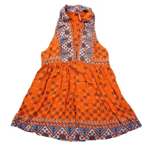 Free People Orange Blue Floral Geometric Sleeveless Tunic Top Festival Southwest thumbnail 1