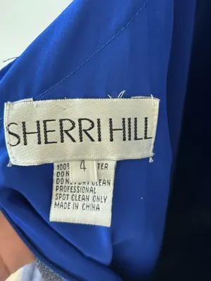 Sherri Hill Formal Royal Blue Silver Glitter Gown Criss Cross Back Prom Gala thumbnail 9